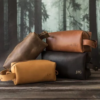 

Personalized Leather Dopp Kit Bag Leather Toiletry Bags Monogram Mens Toiletry Bag Leather Gift for Him, Father's Day Gift