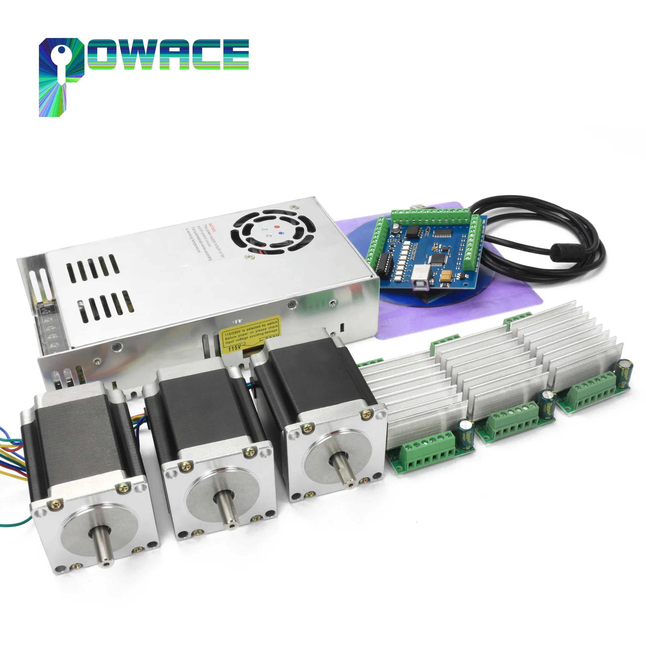 US $115.00 EU Free VATUSB Mach3 3Pcs Nema 23 76mm CNC Stepper Motor 270 OzInTB6600 Driver BoardSTB4100 V21 Card CNC Controller Kit
