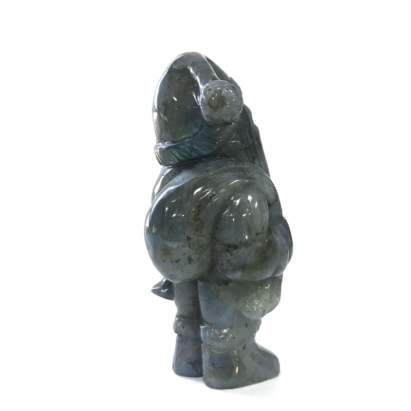 High Quality Hand Carved Polished Labradorite Christmas Old Man Crystal Figurine Craft Santa Claus Minerals Statue Decor Gifts