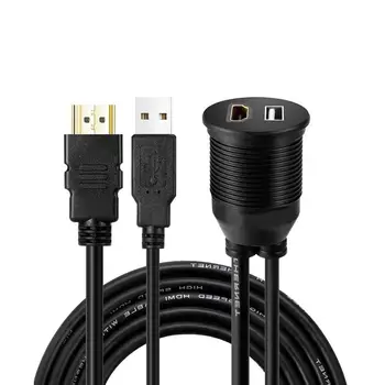 

HiMISS Car Waterproof Cable Motorcycle Ship Dashboard USB2.0+HDMI HD Waterproof Wire 1 m