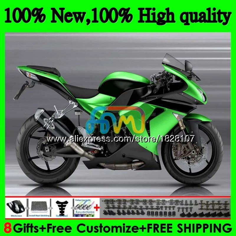 Корпус для KAWASAKI ZX блеск зеленый 10 сотрудников отдела исследований ZX-1000 ZX-10R ZX1000 CC 06 07 16BS. 54 ZX 1000CC ZX 10R ZX10R 06 07 2006 2007 комплект обтекателей