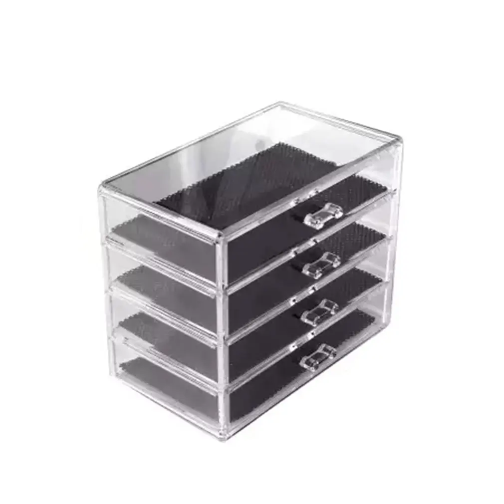 

Transparent Cosmetic Drawers Box Jewelry Makeup Storage Display Organizer 4 Layers Clear Cosmetic Box