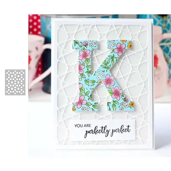 

JC Mesh Rectangle Polygon Background Metal Cutting Dies For Scrapbooking Craft Mold Cut Die Stencil Handmade Card Make Template