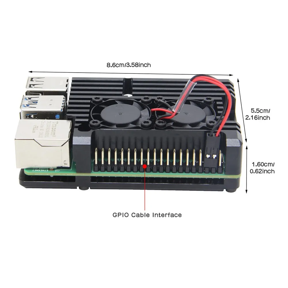 Защитный чехол Raspberry Pi 4 Model B бронированный из алюминиевого сплава с пассивным
