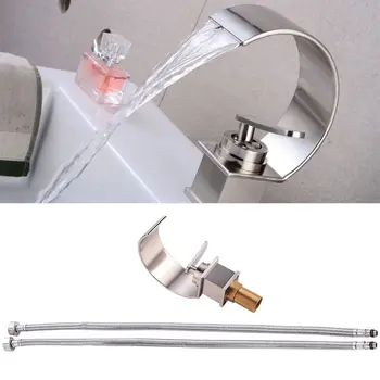 

Curve Style Basin Faucet Tap Chrome Finish Single Handle Hole Deck Mounted Wash Hot Cold Mixer Bathroom Kitchen Sink