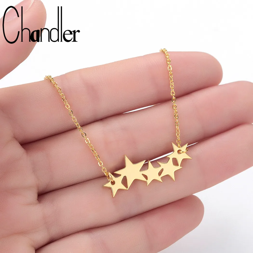 Chandler 316L Steel Stackable Star Necklace Pentagram Pendant Engagement Everyday Homme Femme Planet Jewelry Customized Colier