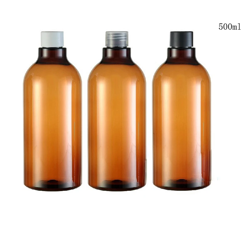 

20 x 500ml Empty Amber Brown Round Shoulder PET Lotion and Cream Cosmetic Bottle