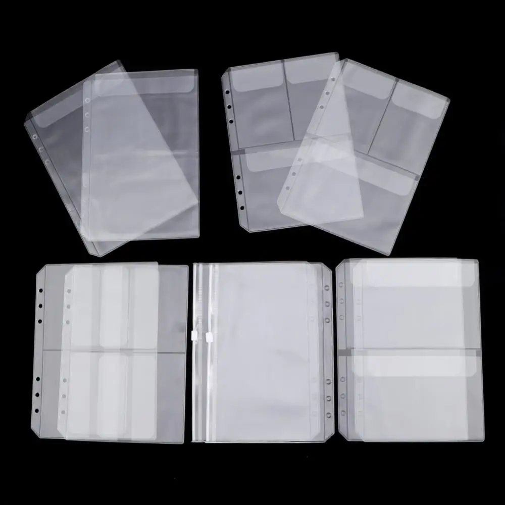 5 unids/set A5 A6 transparente tarjetas de almacenamiento de accesorios de PVC para Binder anillos Notebook 6 agujero de hoja suelta de almacenamiento bolsas