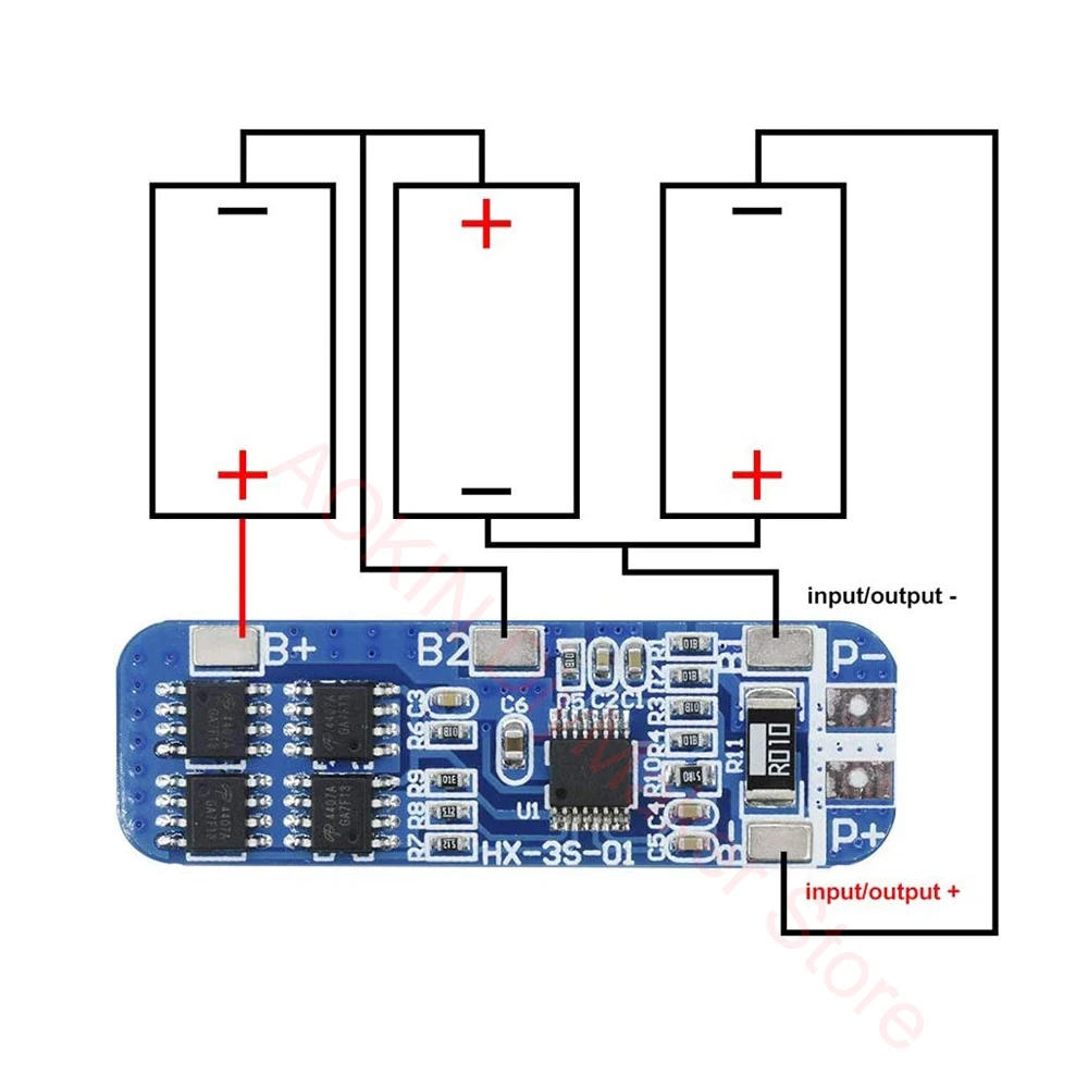 3S 10A 12V Lithium Battery Charger Protection Board Module for 3pcs 18650 Li-ion Cell Charging BMS 10.8V 11.1V 12.6V | Электронные