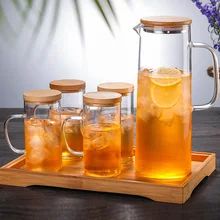 Простой бытовой чайник Набор стеклянная бутылка для воды чайник графин для сока высокая температура 300 мл чашка для воды галстук горшок 1600 мл бутылка воды набор