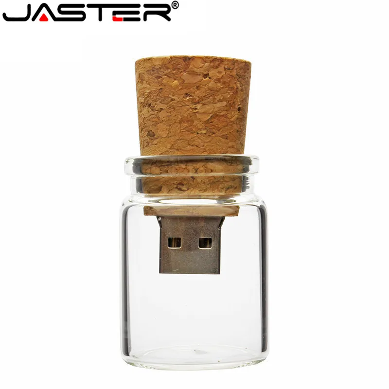 JASTER стеклянный флакон для дрифта с пробковой USB флешкой (прозрачный) флешка 4 ГБ 8 16