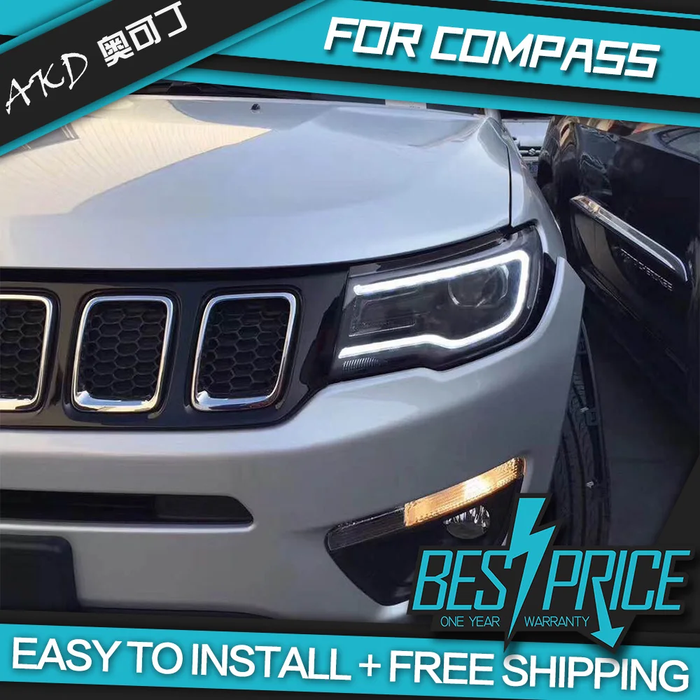 AKD Car Styling Head Lamp for Jeep Compass Headlights 2017 2021 New