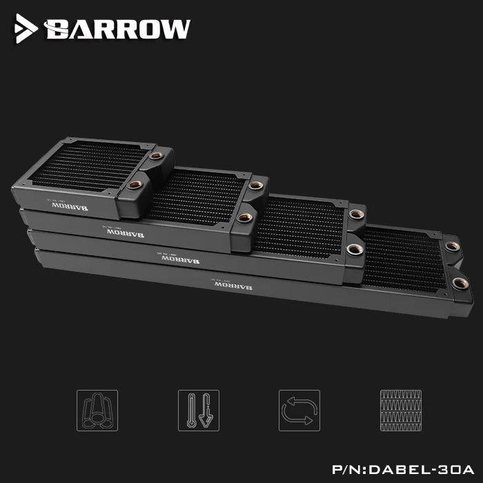 Billig BARROW 30mm Dicke Kupfer 360mm Kühler Computer Wasser Entladung Flüssigkeit Wärme Tauscher G1 4 Gewinde verwenden für 12cm Fans