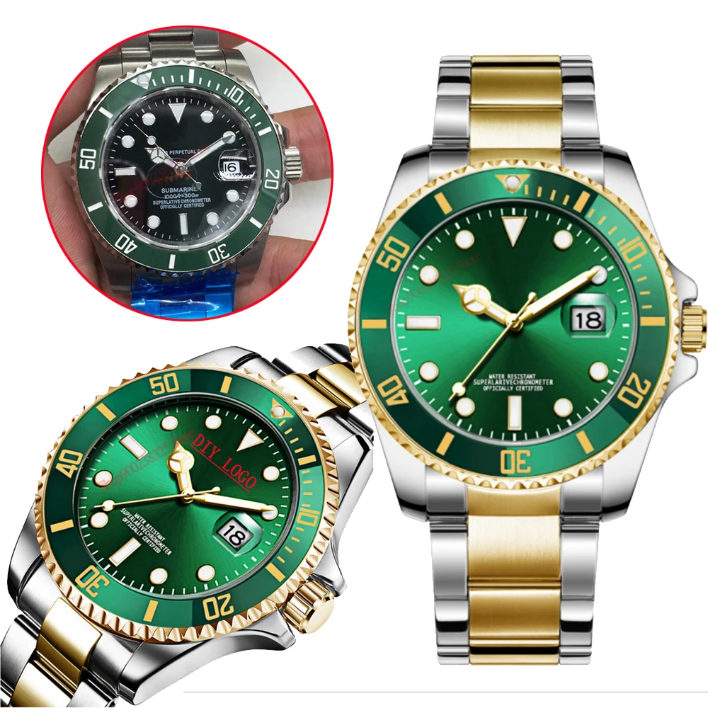 Часы Rolexable Design Diy с логотипом мужские роскошные часы Submariner качественные кварцевые