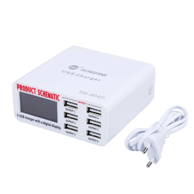 6 Порты и разъёмы USB розетка быстрая Зарядное устройство с ЖК-дисплей Дисплей POWSTRO USB Зарядное устройство Портативный Мульти USB Порты и разъёмы быстрого Зарядное устройство для смарт-чехол для мобильного телефона