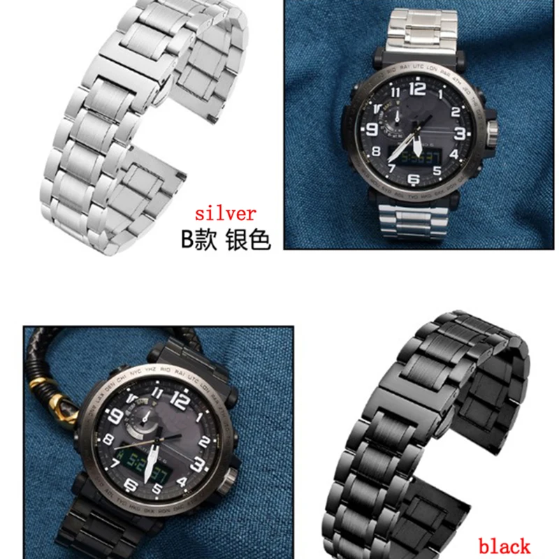 Shengmeirui для Casio PRG-600YB-3/PRG-650/PRW-6600 мужские спортивные часы ремешок 24 мм Плетеный Миланский сетчатый ремень из нержавеющей стали