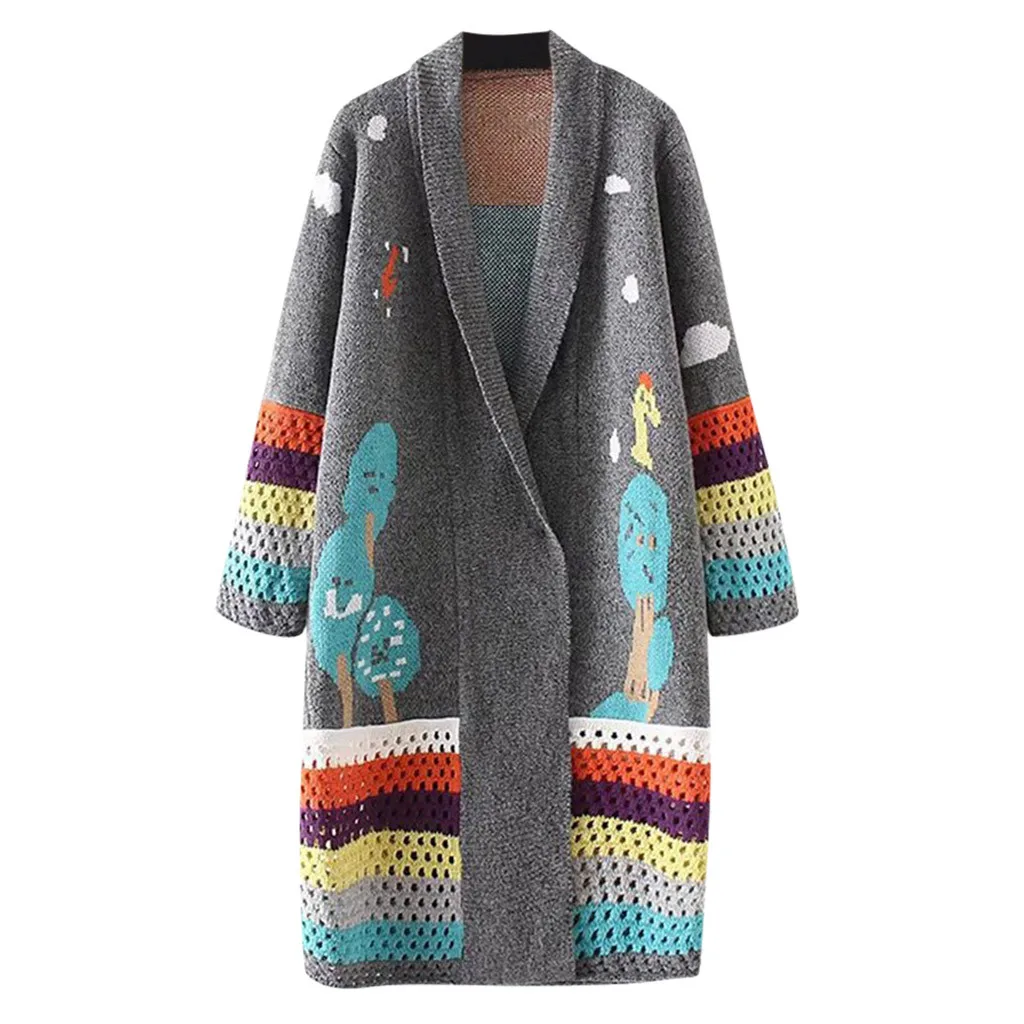 JAYCOSIN стиль кардиган, пальто, свитер высокого качества женские свитера с длинным рукавом и топы Осенние повседневные вязанные свитера - Цвет: Серый