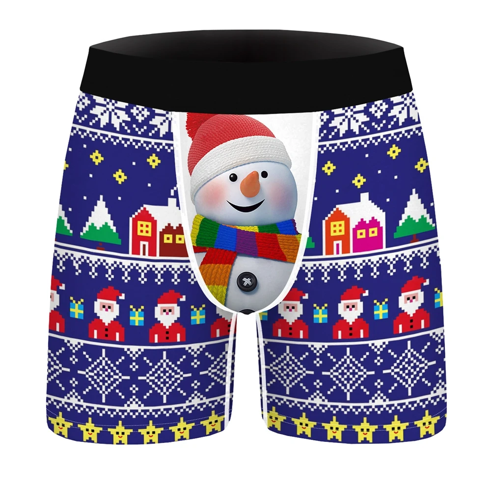 mens designer boxers sale OneLineFox Christmas Mens Underwear Boxer Spandex Homme Print 3D Boxershorts Boxers Panties Male Underpants Plus Size sexy male underwear Boxers