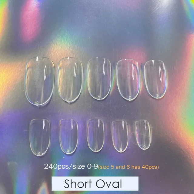Gel Nails Extension System Full Cover Sculpted Clear Stiletto Coffin False Nail Tips 240pcs/bag Short Oval