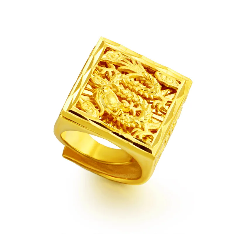 Hoyon 18 Anello Color Oro Puro Anello Drago A Vela Liscio Anello Da Uomo Totem Drago Spesso Vs Oro 18 K Puro Gioielli Per Scatola Di Nozze