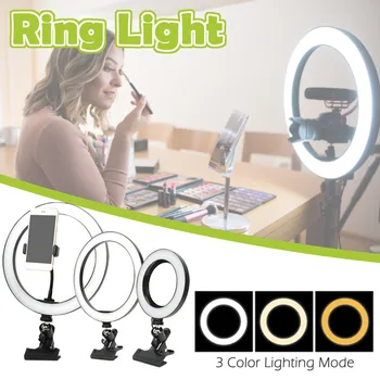 

1pc Led Ring Lighting Usb Makeup Selfie 360° With Phone Fixed Clip Ladies Makeup Platform Live Broadcast Dedicated Vanity Lights