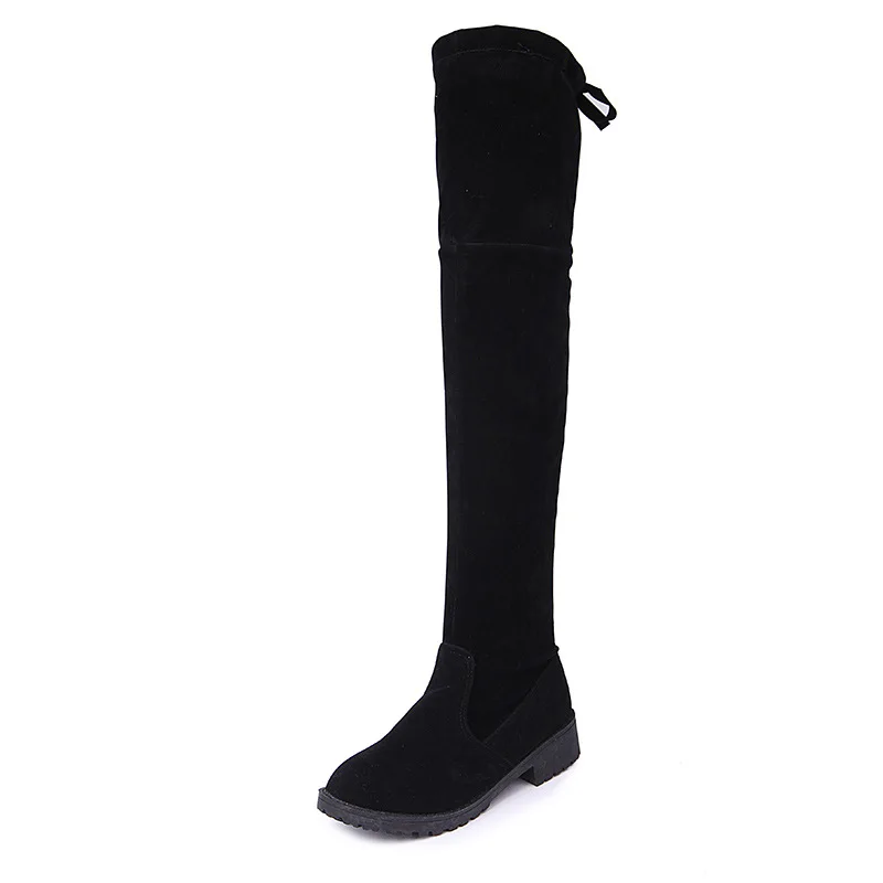 

2017 Autumn And Winter Chunky-Heel Thigh Boot Europe And America Dull Polish Suede Waterproof Platform Low Heel Elasticity-Boots