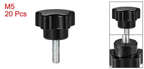 M5 x 10mm Uxcell Высокое качество 20 блоки из серии "Звездные войны", детские ручки M5/M6 10/15/20/25/35/40 мм с наружной резьбой Сталь цинка серьги-гвоздики черный PP - Цвет: M5 x 10mm