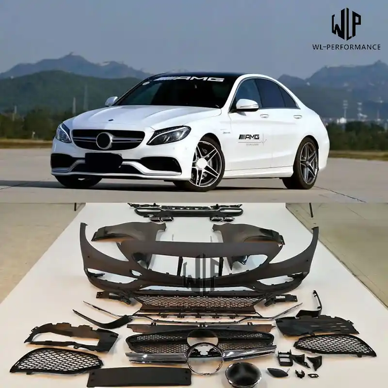 W205 Pp Unpainted Car Body Kit Front Bumper Rear Bumper Fender Front Grill For Mercedes Benz W205 C300 C63 Amg 14 Up Body Kits Aliexpress