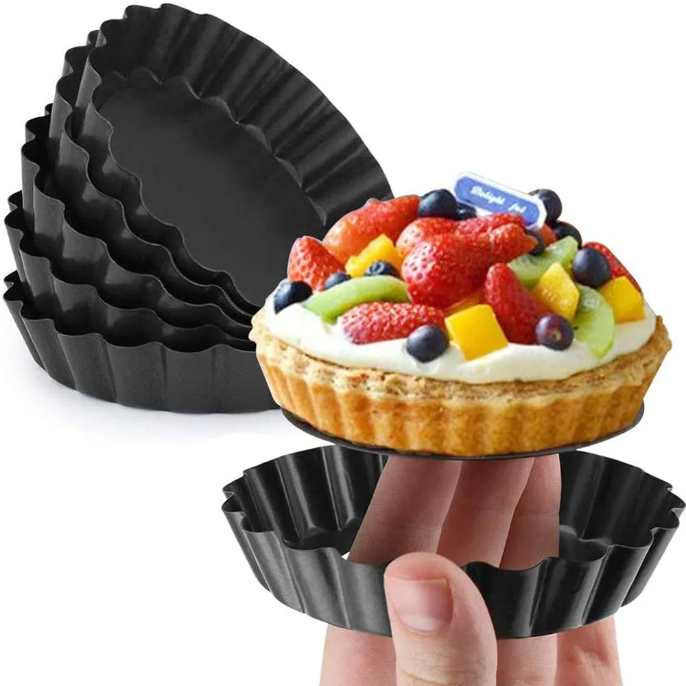 1/2/3PCS 10CM Mini Baking Pan Removable Bottom Tart Pans Nonstick Round
