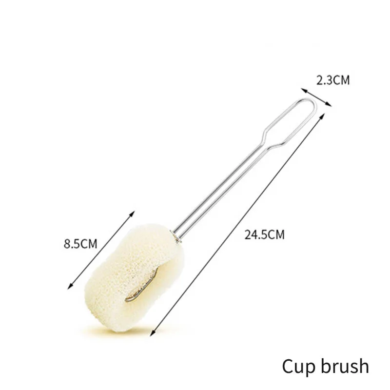 Cup brush Губка с длинной ручкой, портативная стеклянная скруббер, кухонные аксессуары, бутылочки для кормления молока, щетки из нержавеющей стали, вращение на 360 градусов - Цвет: Cup brush