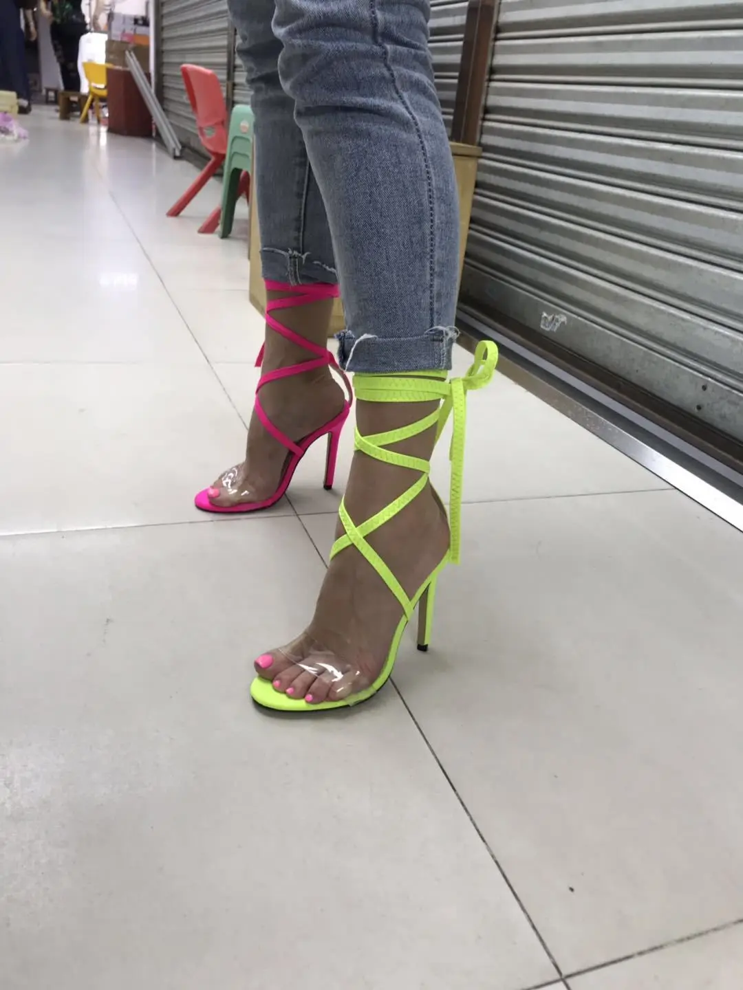 

Fashion Cross-tied High Heels Sandals for Women Ankle Strap Front Rear Strap Thin Heels Summer Party Sandals Solid Shoes