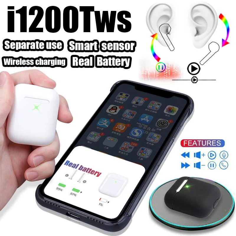 

i1200 tws Smart In-ear Check Sensor Wireless Earphone 8D Super Bass Bluetooth 5.0 Earbuds PK i10 i12 i200 i500 i1000 i9000 tws
