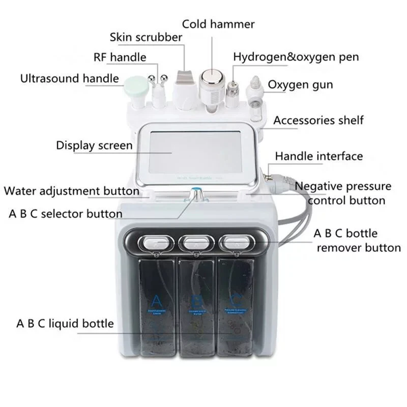 6 в 1 водный кислородный гидралицевой аппарат для ухода за кожей глубокое очищение Отшелушивающий гидро дермабразия вода кислородная струя пилинг машина