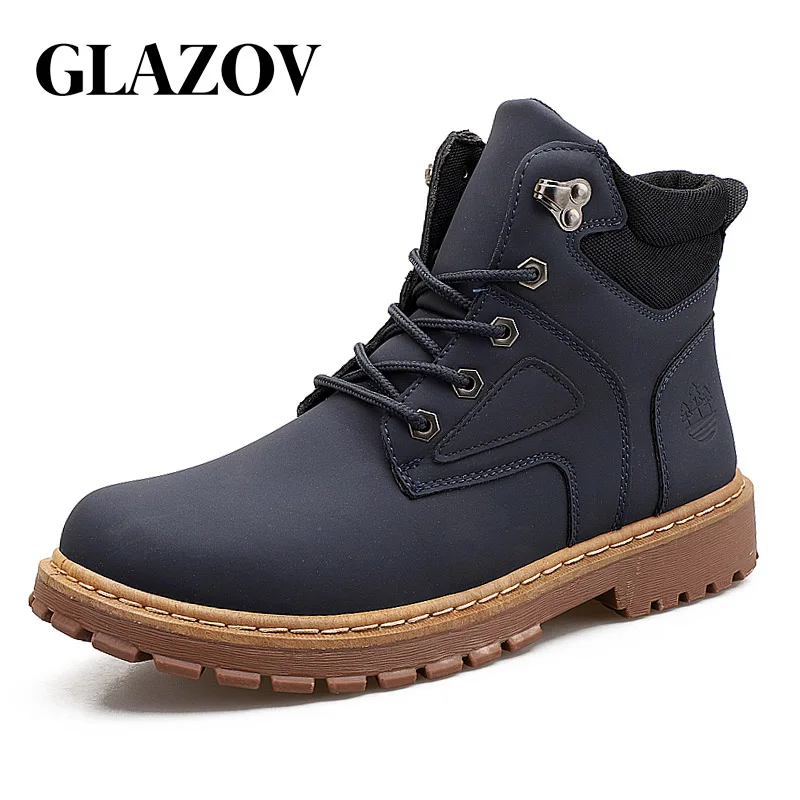 GLAZOV/Брендовые мужские ботинки; модные мужские зимние ботильоны «Челси»; Высокая Повседневная обувь; мужская кожаная обувь; botas hombre