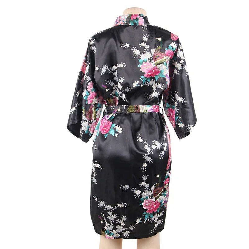 Europe And America Large Size WOMEN'S Pajamas Printed Women's Robes Tied Belt Nightgown Supply of Goods R80