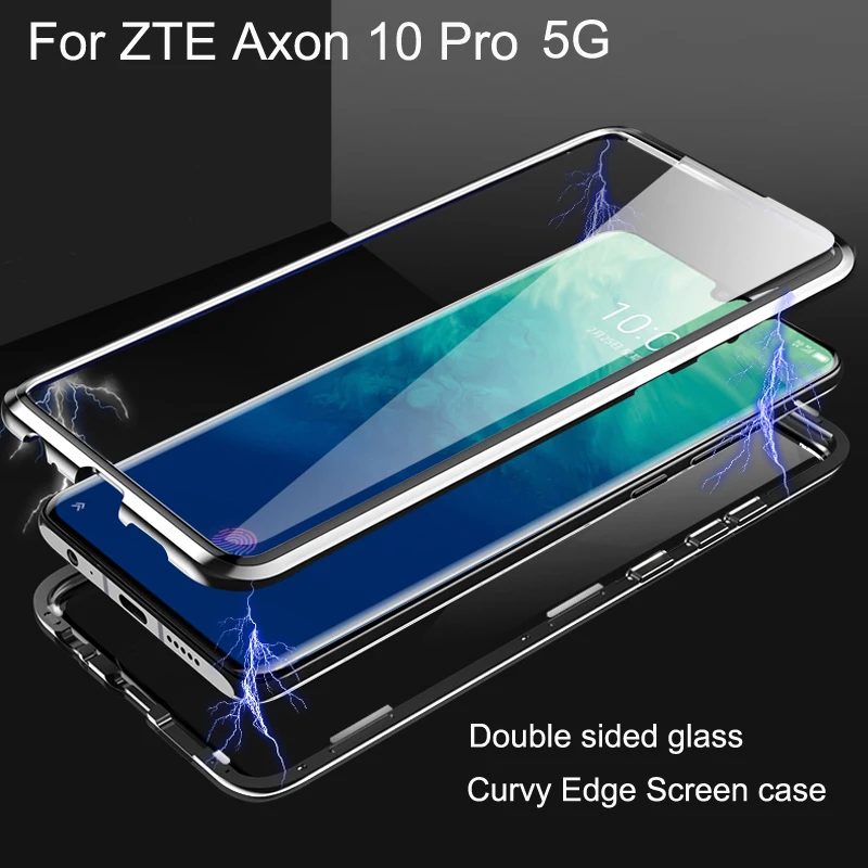Чехол для ZTE Axon 10 Pro 5G металлическая двухсторонняя задняя крышка из закаленного