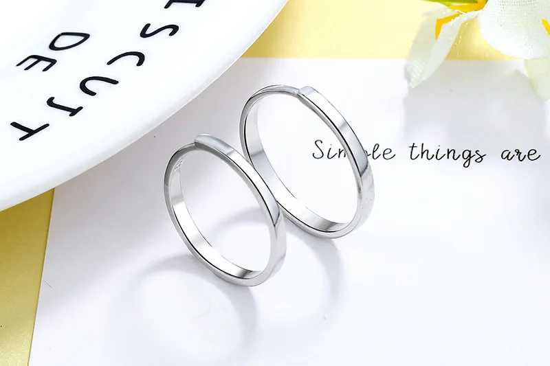Серебряное кольцо, простой стиль, луна, солнце, регулируемое, 925, пара колец для девочек и мальчиков, лучший друг, ювелирное изделие, подарок на день Святого Валентина