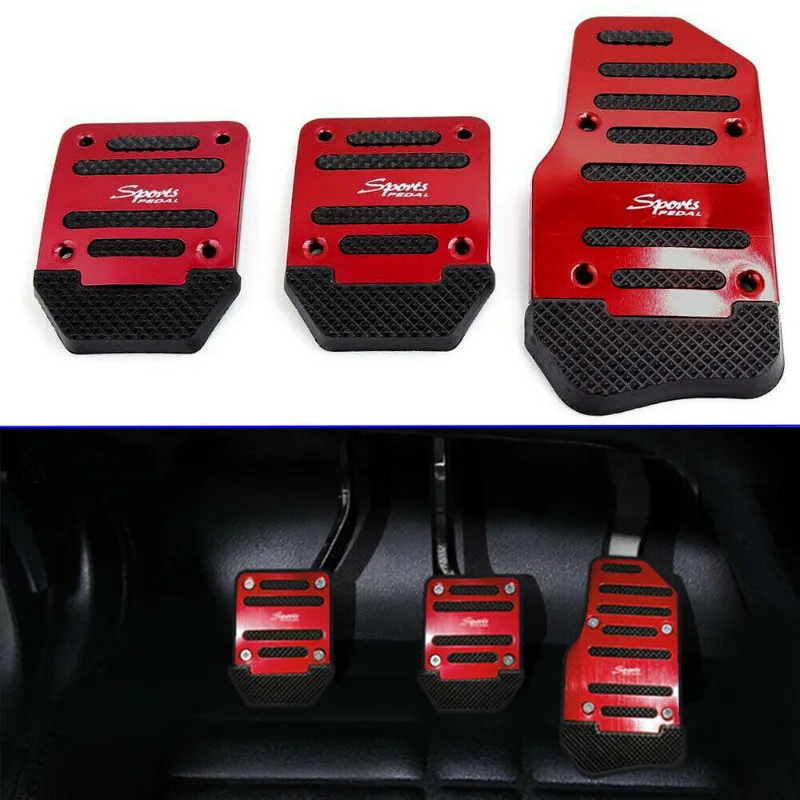 1 Set of 3pcs Automotive Accelerator Pedal Aluminum Alloy Anti Slip Automotive Pedal Or Brake Manual Accelerator