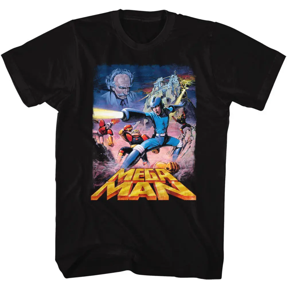 MEGA MAN-POSTERY MEGAMAN Черная Мужская футболка с коротким рукавом для взрослых |