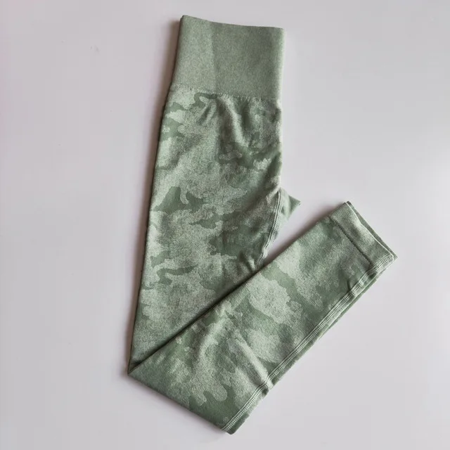 Green pants Камуфляжный бесшовный спортивный костюм, женская спортивная одежда, одежда для спортзала, фитнес-Топ с длинным рукавом, спортивный бюстгальтер, Леггинсы для йоги, комплект из 3 предметов для йоги - Цвет: Green pants