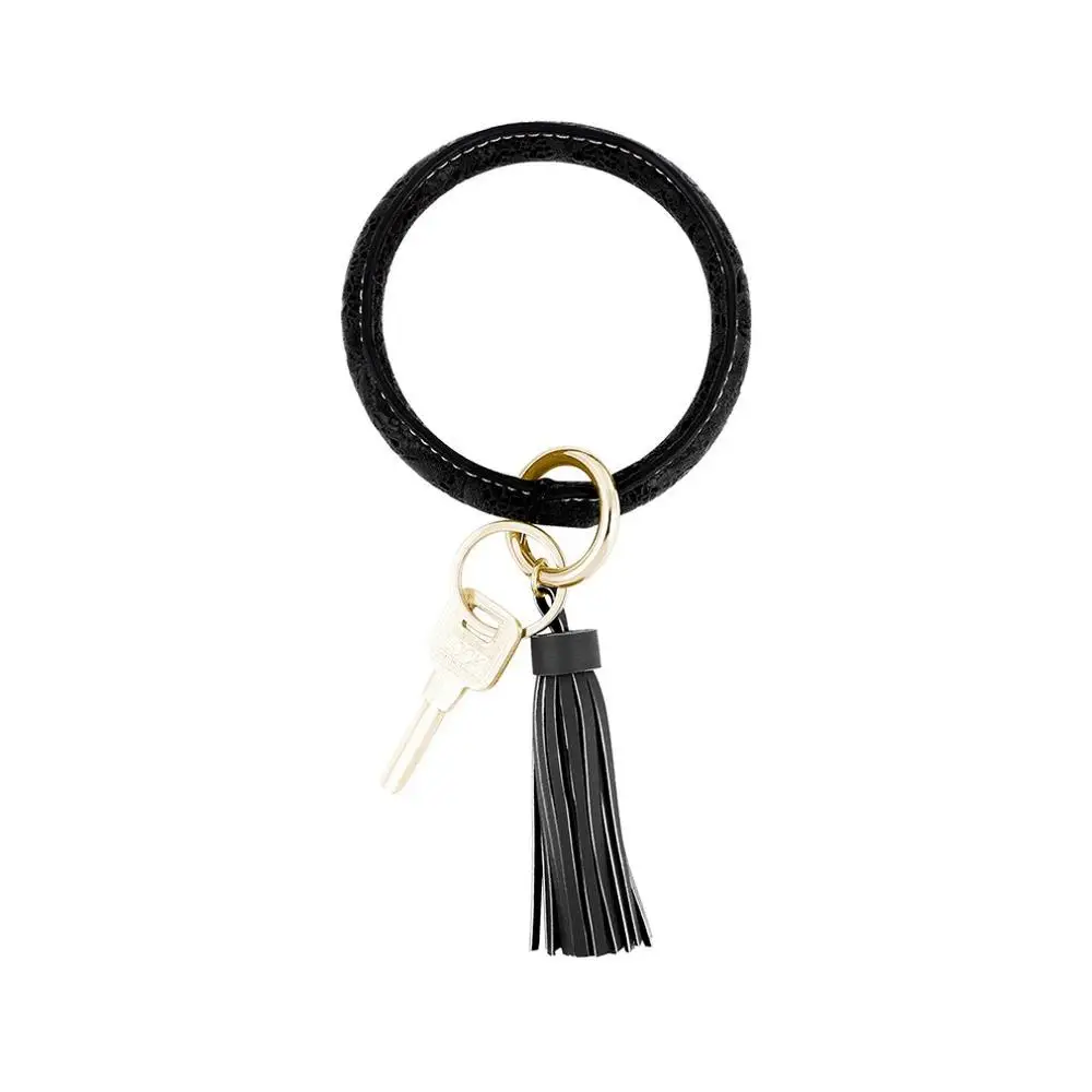 black K68132 Горячая Распродажа, браслет-кисточка, брелок, большой круг, анти-потеря, браслет из искусственной кожи с шариками, брелок на запястье, брелок на запястье, браслет с кисточками - Цвет: black K68132