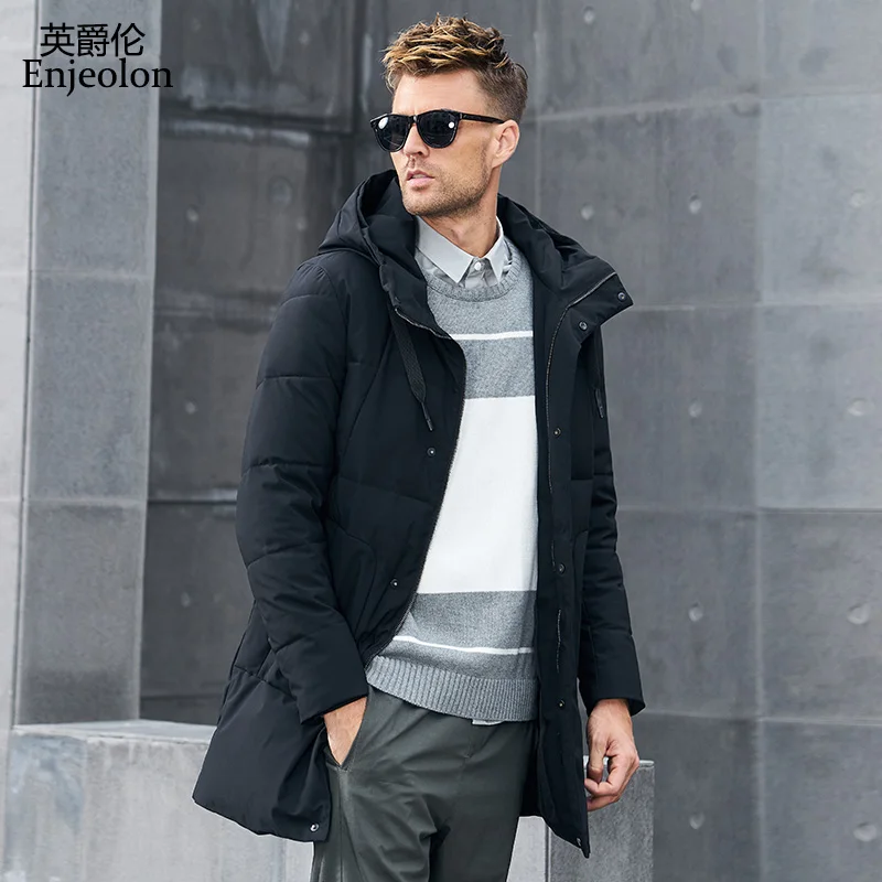 MF0059 Black Enjeolon, брендовая зимняя хлопковая стеганая длинная куртка с капюшоном, мужские толстые толстовки, парка, пальто, Мужская стеганая куртка, пальто MF0629 - Цвет: MF0059 Black