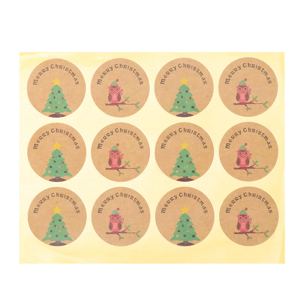 60/120 шт Упаковка для торта крафт-наклейка для запечатывания DIY Merry Christmas Tree Owl ручная работа самоклеющиеся наклейки s для выпечки горячая распродажа