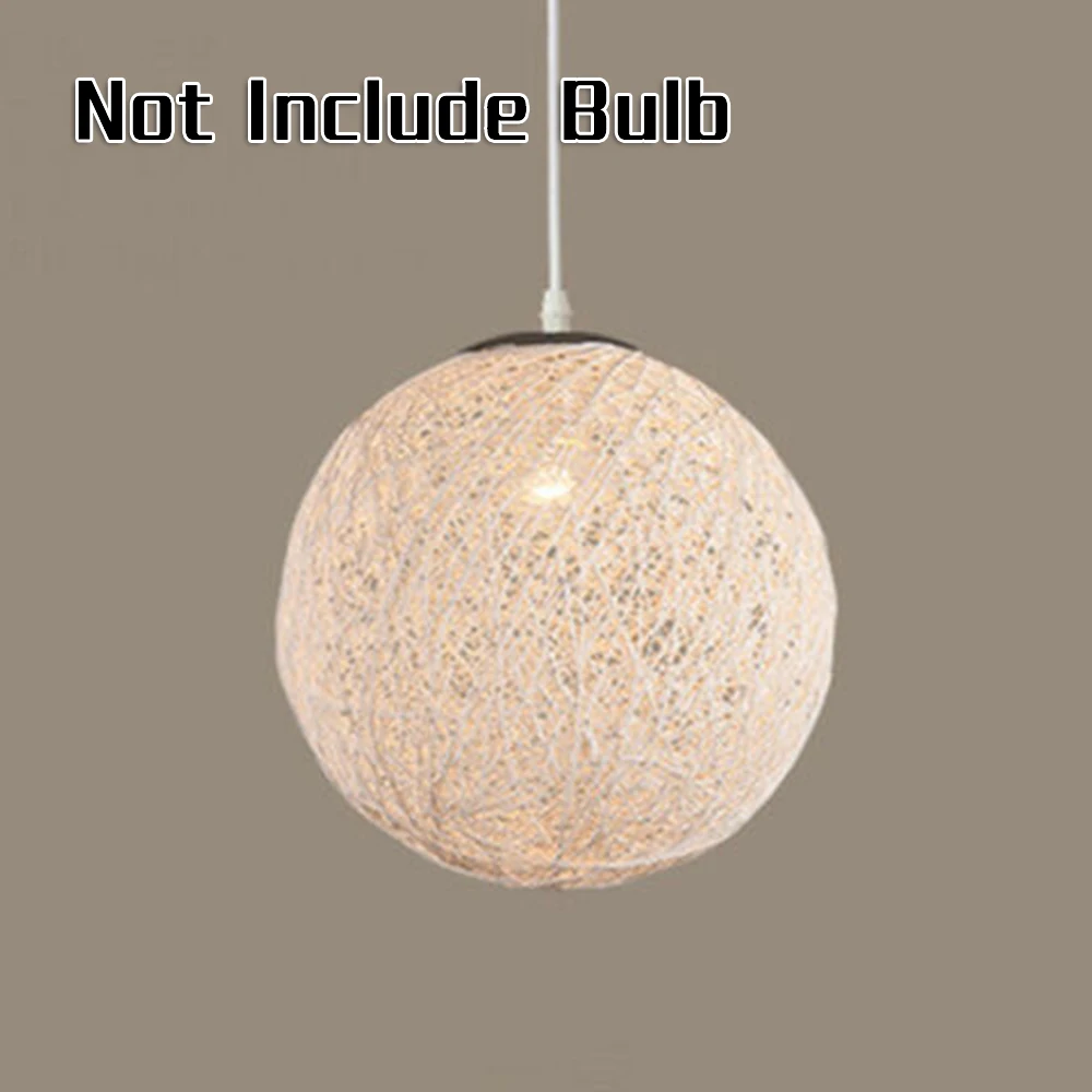1 X For Bar No Bulb Round Rattan Wicker-Ball Ceiling Light Pendant Lamp Shade 