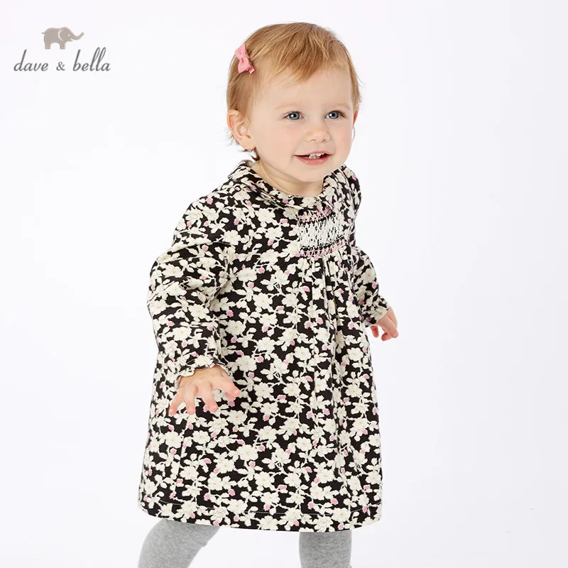 DB11845-2 dave bella/осеннее платье принцессы с цветочным рисунком для маленьких девочек детское модное праздничное платье детская одежда в стиле «лолита»