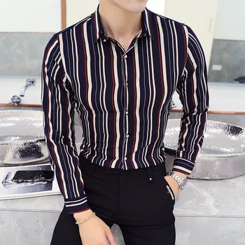 

Men's Dress Long Sleeve Shirt High Quality Regular Fit Male Social Wedding Party Cufflinks Shirt Plus Size M-5XL