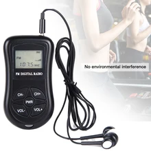 Fm аккумулятор цифровой приемник Черный ABS Радио стерео ЖК-дисплей портативный мини-наушники Карманный