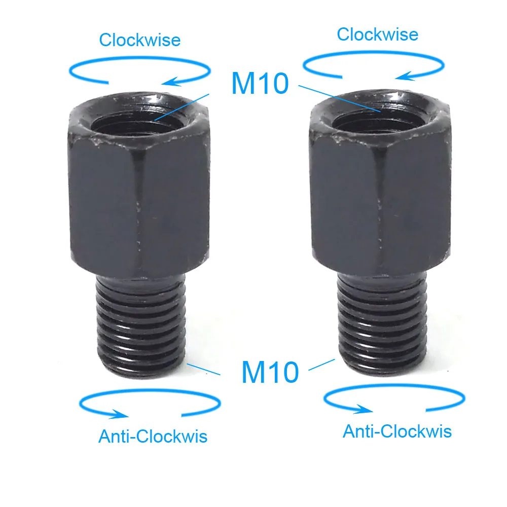 2x M10M10 (RL) Черные мотоциклетные зеркальные адаптеры M10 10 мм M8 8 мм зеркала заднего вида конверсионные Болты по часовой стрелке против часов правая левая резьба - Цвет: 2x M10M10 (RL)