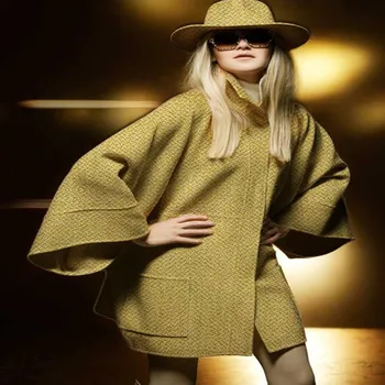 

Gole Tricolor weave wool knitted fabric dress coat suit printing super hollandais sequin textiles diy cotton fabric D001