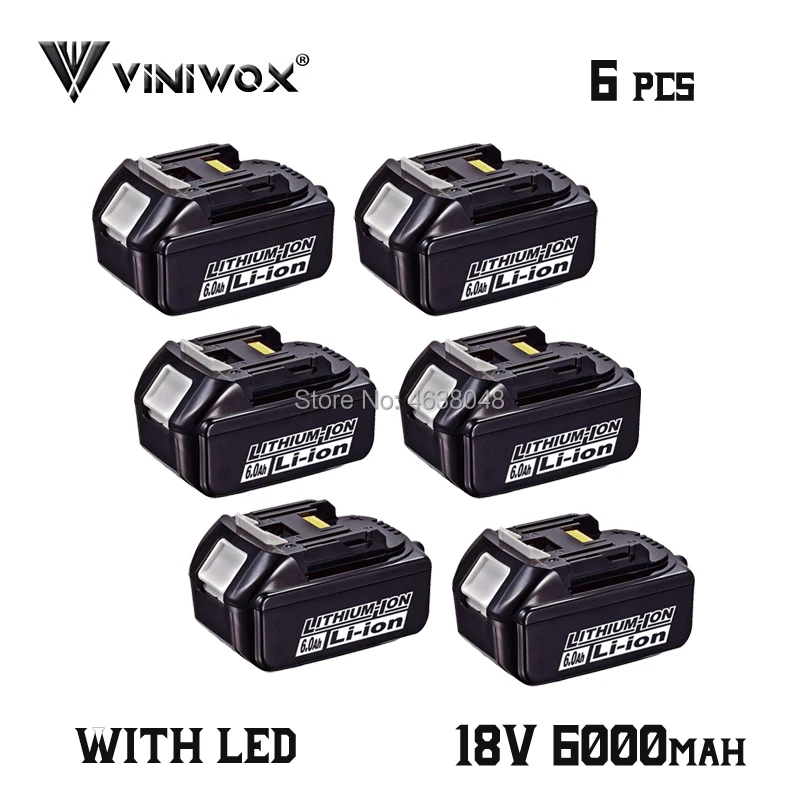 6000 мА/ч, 18V BL1860 литий-ионный Батарея Замена для Makita 18V BL1830 BL1840 BL1850 BL1815 LXT400 Перезаряжаемые Батарея пакеты - Цвет: 6 Pieces